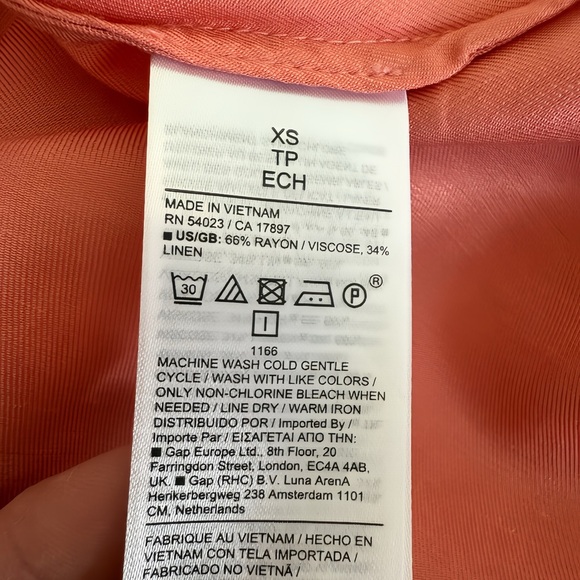 Banana Republic Aurelia Maxi Dress XS Coral Papaya Viscose Hemp Short Sleeve - Picture 4 of 9